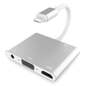 MICROWARE HDTV Cable for iPhone 8 Pin to HDMI VGA 1080P 4k 30Hz Video Audio Photo Computer Cord Laptop TV Projector Accessories for iPhone